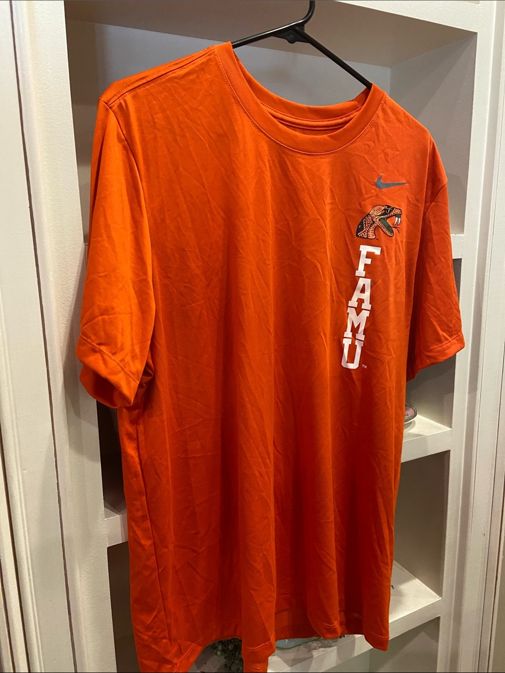 Nike Orange FAMU Rattlers Short Sleeve Dri-fit Tee with Vertical Logo Florida AM